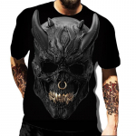 Scary Skull Meeste T-s&auml;rk 3D Prindiga Kleit Jube t&auml;iskasvanutele m&otilde;eldud &uuml;lisuur T-s&auml;rk O kraega vabaaja l&uuml;hikeste varrukatega meester&otilde;ivad S