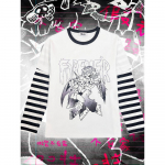 Punk Harajuku T-s&auml;rgid Triibuline lapiline v&otilde;lts kaheosaline komplekt pikkade varrukatega pullover Y2k topid T&auml;navar&otilde;ivad kapuutsid T&uuml;drukute Anime T-s&auml;rgid S valge