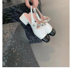 Mood Mood Naiste Kingad Naiselik Plokk-kontsad Ruudukujuline Nina Luksuslik Keskmine T&uuml;drukud Nahast Uus J&auml;me K&otilde;rge Mugavus 38 valge