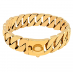 Tugevad metallist koeraketi kaelarihmad roostevabast terasest lemmikloomade treenimiseks m&otilde;eldud kaelarihm suurtele koertele Pitbull Bulldog h&otilde;bedane kuldne n&auml;ituserihm 55cm