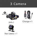 Wifi 2/3 kaameraga auto DVR armatuurkaamera FHD 1080P 3 kanaliga objektiiviga armatuurkaamera sisemus armatuurkaamera videosalvesti must kast Super Night Vision 3 Lens