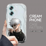 Armas koomiksimustriga kreemjas tekstuuriga korpus, lainelise servaga pehme silikoonkaanega telefoni&uuml;mbris OPPO Reno Realme jaoks Realme C65 puhas