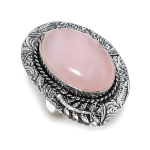 Natural Rose Quartz Gemstone 925 Sterling Silver Jewelry Ring Size 10 z5z92