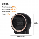 Disain soe ventilaator kaasaskantav 220 V vahelduvvoolu k&uuml;tteseade keraamiline PTC turvaline vaikne soojendus s&uuml;gistalveks kodu lauaarvuti magamistuba EU