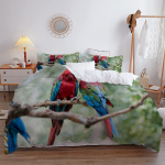 Lunarable Papagoid tekikate Realistliku v&auml;limusega linnud okstel Tsintepapagoi ja Ara troopiline metsloomade elu Toakujundus t&auml;iskasvanutele 70x133cm 2pcs