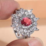 Luksuslikud valge roosi punase tsirkoon lillega s&otilde;rmused naistele l&auml;ikivad kihluspulma ehted 6 roosa punane v&auml;rv/h&otilde;be