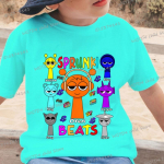 Sprunki Oren Beats Print Kids T-s&auml;rk 2025 Uus l&uuml;hikeste varrukatega kaelusega mood T-s&auml;rgid poisid t&uuml;drukud Incredibox m&auml;ngu multifilmi topsid 130