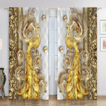 2 tk 3D kolmem&otilde;&otilde;tmelise lillemustriga kardinad elutuppa &ouml;&ouml;sidega &uuml;laosaga aknakatete komplekt t&ouml;&ouml;tuppa ja kodukaunistuseks W50H60(CM)x2PCS&Grommet Top