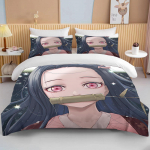 Voodipesukomplekt Nezuko Kamado Anime Deemon Slayer Tekikott Toodipesu voodipesu, &uuml;heinimesevoodi, kaheinimesevoodi, t&auml;issuuruses 3d, lapsed, t&uuml;drukud poistele EU single(135x200cm)