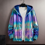 Must H&otilde;bedane L&auml;ikiv Jakk Meeste Pommjakk Korea Stiilis Hip Hop Jakk Slim Meeste Jakid ja Mantlid Streetwear Kapuutsiga Mantel XXXL lilla