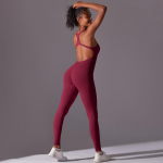 &Uuml;hes t&uuml;kis fitness kombinesoonid Naiste &uuml;hev&auml;rvilised Body Seamless Playsuit Seljata jooga spordir&otilde;ivad M burgundiapunane