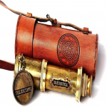 Funktsionaalne teleskoop, valmistatud messingist ja klaasist, suure suurendusega teleskoobi viimistlus, 45,72 cm pikk, 1 tk nahkkotis, k&auml;eshoitav