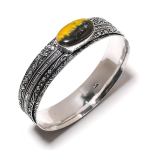 Bumble Bee Jasper Gemstone Handmade 925 Sterling Silver Cuff Bangle 7.5 w1a54