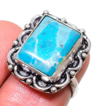 Natural Larimar Gemstone Handmade 925 Sterling Silver Jewelry Ring Size 6 w7c72