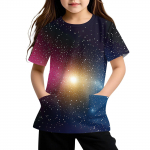 Laste l&uuml;hikeste varrukatega taskutopsid vabaaja tr&uuml;kiga T-s&auml;rk &Uuml;markaelusega pulloverpluus 150