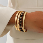 Moodne kuldse pigmendiga ringikujuline leopardpitsist naiste k&auml;ev&otilde;ru naistele kuld