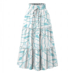 Naiste moodne lilleline lilleprindiga pingutusn&ouml;&ouml;riga elastse v&ouml;&ouml;kohaga vabaaja lahtise taskuteta poolkeha seelik L beež