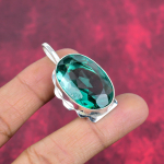 Aqua Apatite ripats, 925 tahke h&otilde;bedane ripats, k&auml;sitsi valmistatud kalliskivist ehted, kingitused naisele uhiuus ripats 1.81 Inches