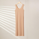 Suures suuruses &otilde;mblusteta kleidid naistele Summer Ice Silk Cool alusseelik alusseelik varrukateta aluspesu kleit M-5XL 5XL kaamel
