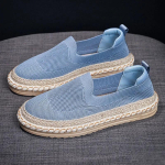 Uued Espadrillid Naiste Kingad Linasest Lamedad Moodsad Kootud V&otilde;rkkangist Kanepist Mokassiinid Slip-on Vabaaja Kangast Kingad Naiste Tennised EUR 37 sinine