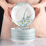 6,25 keraamilised nartsissiteemalised magustoidutaldrikud, 10 tk pakis 6.25 inch Daffodil Round Plate 10-pack valge