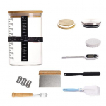 Yousheng Sourdough Starter Jar Kit Large Capacity Wide Mouth BPA Free Food Grade Easy to Clean Multifunctional Glass Jar Sourdough Container D