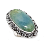 Aquamarine Handmade 925 Sterling Silver Jewelry Ring Size 8 q0b51
