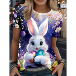 Mood Suvine Easter Bunny 3D Prinditud T-s&auml;rk Naiste T&auml;nav vabaaja Harajuku T-s&auml;rk Naiste Kaelusega T-s&auml;rk Topid Riided S