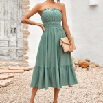 Olkaimeta rannamaksikleit naistele mood kevadsuvi uus naiste vabaaja massiivne korsett-v&ouml;&ouml;kleit Naiste pikk valge kleit XL roheline