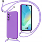 Coque pour Samsung Galaxy A16 5G/4G, Protection Souple Antichoc Silicone avec Cordon - Violet