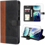 Coque + 2 Verres Tremp&eacute;s pour Xiaomi Redmi Note 14 Pro Plus 5G/Note 14 Pro+ 5G, Protection Antichoc Synth&eacute;cuir Marron