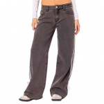 Naiste k&uuml;ljetriibulise kikilipsuga teksap&uuml;ksid Boyfriend madala v&ouml;&ouml;kohaga kotakad teksap&uuml;ksid Vabaaja sirge laia s&auml;&auml;rega teksap&uuml;ksid S helesinine v&auml;rv