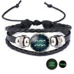 Helendav kaheteistk&uuml;mne sodiaagim&auml;rgi kunstkividega k&auml;ev&otilde;ru ;Helmestega punutud n&ouml;&ouml;r PU nahast 12 sodiaagim&auml;rgi punutud k&auml;ev&otilde;ru