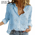 HNXC Naiste moe vabaaja kevad-s&uuml;gis pikkade varrukatega POLO kaelusega pluusid ja s&auml;rgid S