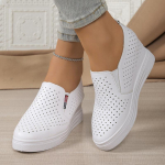 Paksu tallaga peidetud kiilkontsaga naiste kingad &uuml;hev&auml;rvilised hingavad vabaaja tossud naistele mugavad peale libistatavad valged platvormtossud 37 valge
