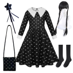Film Kolmap&auml;evased Cosplay-kleidid Kolmap&auml;evased Addamsi Cosplay-kost&uuml;&uuml;mid Gooti tuul Lapsed Laste kleit Halloweeni peokost&uuml;&uuml;mid 120 black