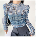 Uus kevadine salendav s&auml;rk pikkade varrukatega kruvikeermega Lihtne Casual Basic 2024 kruvikeere O-kaelusega &uuml;hev&auml;rviline tihe k&otilde;rge krae XL