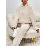 S&uuml;gis- ja talveriided naistele, &uuml;hev&auml;rvilised, kapuutsiga pikkade varrukatega pealispusa, peale&otilde;mmeldud taskutega vaba aja p&uuml;ksid, kodune kaheosaline komplekt XS aprikoosi