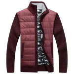 Meeste p&uuml;stkraega, fliisi ja puuvillane pikkade varrukatega kampsun, lukuga soe kootud pullover XL veini