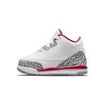 Air Jordan 3 Retro TD Cardinal Red Beebi tossud Valge Hele-Karri Tsemendihall 832033-126 23.5