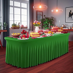 6FT Veniv Pol&uuml;ester Lauakate Pulmadeks ja Bankettideks, Rektangulaarne Seelikukujundus, Hotellikvaliteet 4FT (120x60x75cm) roheline