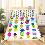 Ananassiga tekikottide komplekt Kollane puuviljamuster King Queen suurus Lastele Poistele T&uuml;drukutele Pol&uuml;ester Tekikott Padjap&uuml;&uuml;riga EU single(135x200cm)