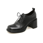 Moodsad Uued Kevadised Ehtsad Nahast Naiste Kingad Ruudukujulise Ninaga Naiste Pumbad Kingad Naistele K&otilde;rge Kontsaga Paks Kontsaga Kingad Zapatos Mujer Mokassiinid 34 must