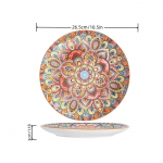Boheemlaslik &uuml;mmargune keraamiline taldrik Loov madal taldrik K&otilde;rgetasemeline peen praetaldrik 10-tolliline pastataldrik 10.5 inches
