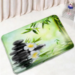 Zen Rohelise Bambuse Vannimati Komplekt Looduslik Orhidee Must Kivi Taim Kodune Vaip Vannitoa Dekoratiivne P&otilde;randamatt WC-poti Kaane Kate 45x75cm-17.7x29.5in