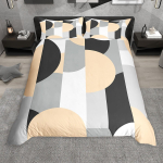 Homewish Abstraktse triibuga tekikottide komplekt, Geomeetriline poolringikujuline voodikomplekt, Moodne kaasaegne minimalistlik tekikatte komplekt UK S 135x200cm 2pcs&set