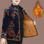 Naiste s&uuml;gis- ja talvine soe jope Retro rev&auml;&auml;riga l&uuml;hike soe jope Tr&uuml;kitud voodriga polsterdatud jakk S