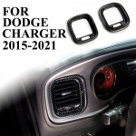 Carbon Fiber Style Dashboard sides Air Vent Outlet Trim Cover For Dodge Charger