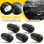 5 tk valget LED-i p&auml;ikeseenergial t&ouml;&ouml;tavat kabiinivalgustit kabiini katusele suitsutatud Dodge Ram pikapile black