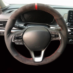 For Honda Accord 10 2018 ight Hand Sewing Black Leather Suede Car Steering Wheel Cover White Thread